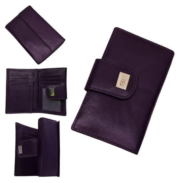 Mittlere Damenbörse mit Überschlag Echtleder